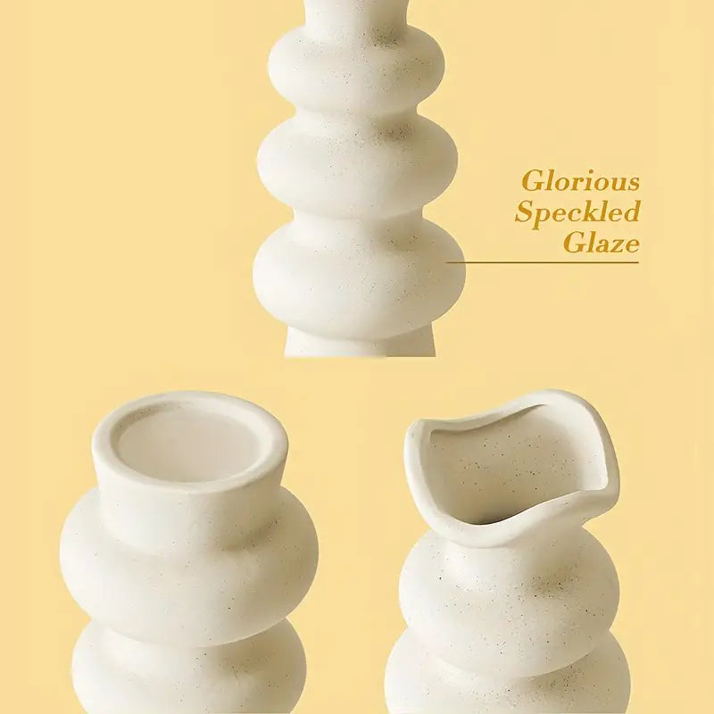 2pcs Ceramic Off White Round Vase