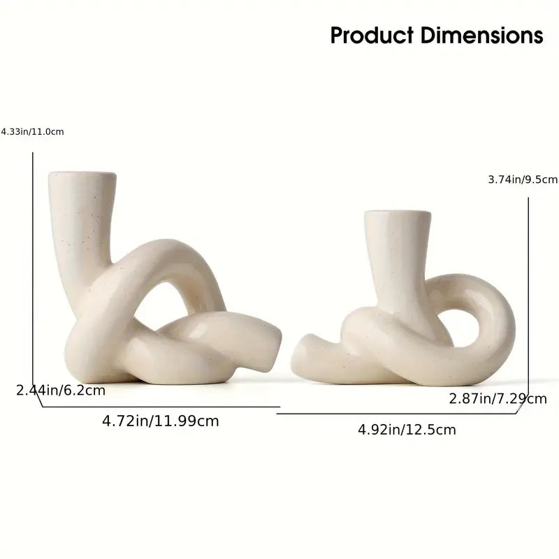 2pcs/set Ceramic Knot Shape Candle Holder