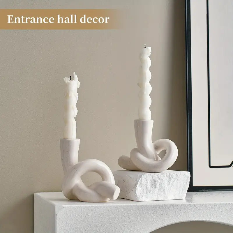 2pcs/set Ceramic Knot Shape Candle Holder