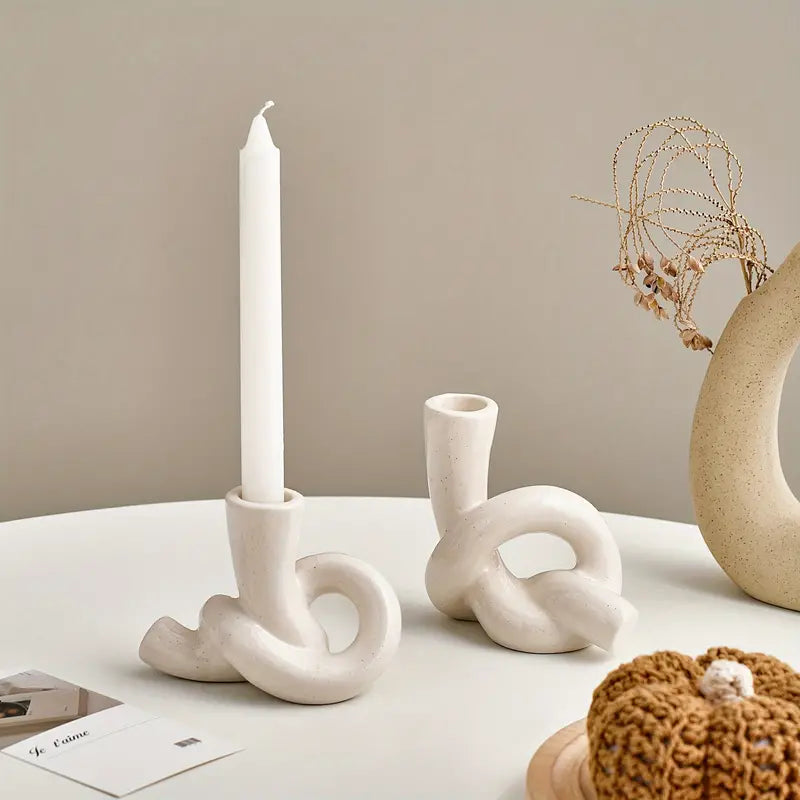 2pcs/set Ceramic Knot Shape Candle Holder