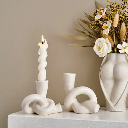 2pcs/set Ceramic Knot Shape Candle Holder