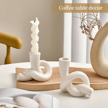 2pcs/set Ceramic Knot Shape Candle Holder