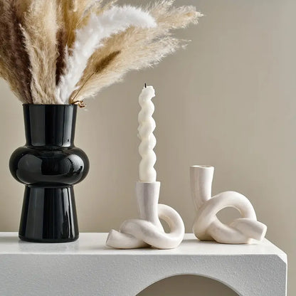 2pcs/set Ceramic Knot Shape Candle Holder