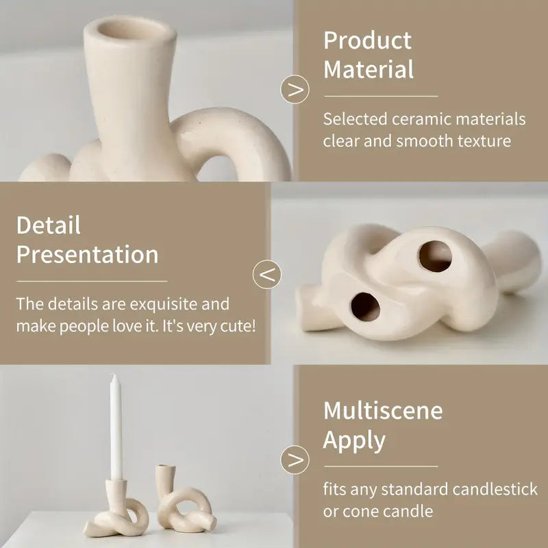 2pcs/set Ceramic Knot Shape Candle Holder