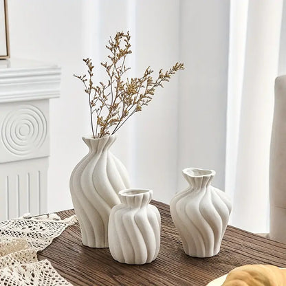 3pcs Elegant White Ceramic Vase Set