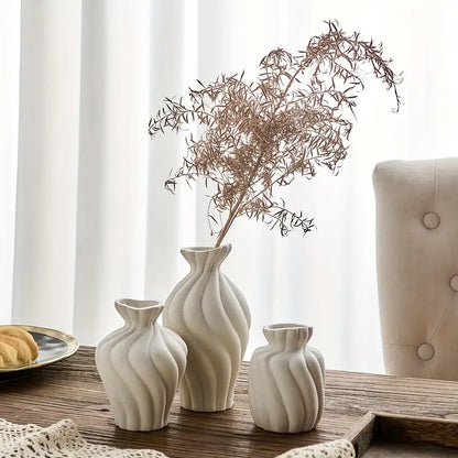 3pcs Elegant White Ceramic Vase Set