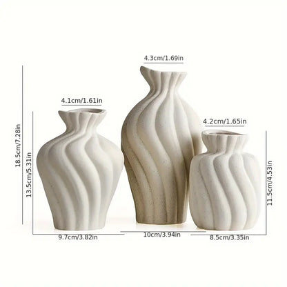 3pcs Elegant White Ceramic Vase Set