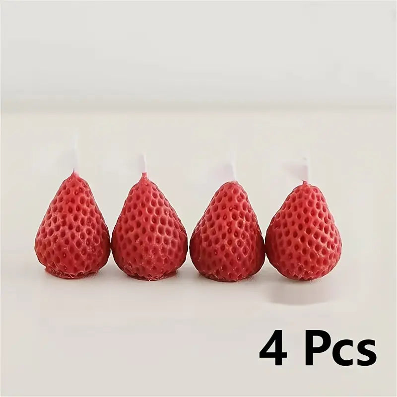 4packs Strawberry Shaped Scented Candles - 75G Fruit Aroma Soy Wax