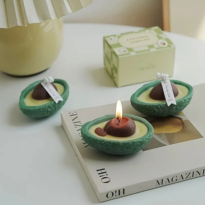 2pcs Avocado Candle: Handcrafted Stone Wax