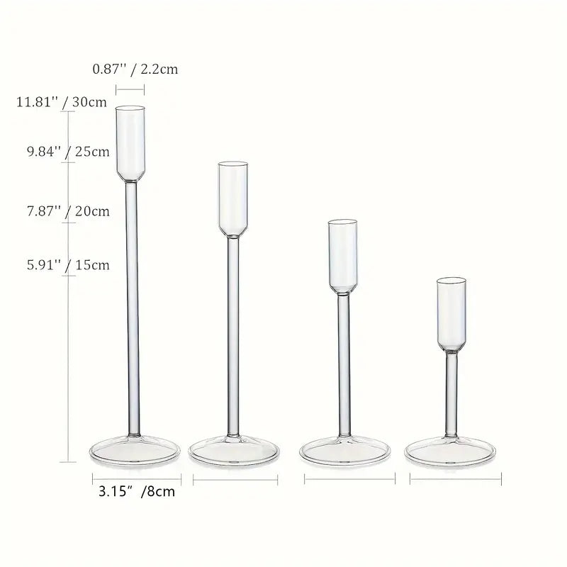 4pcs Candlestick Holders Glass