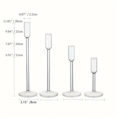 4pcs Candlestick Holders Glass