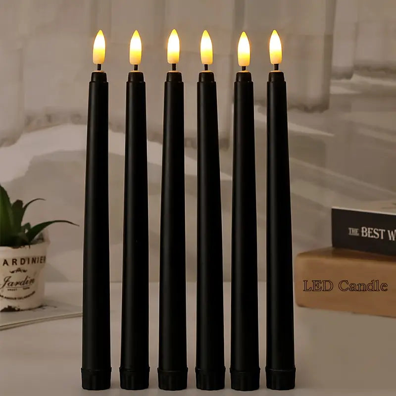 6pcs Flameless Black Color Tape LED Candles