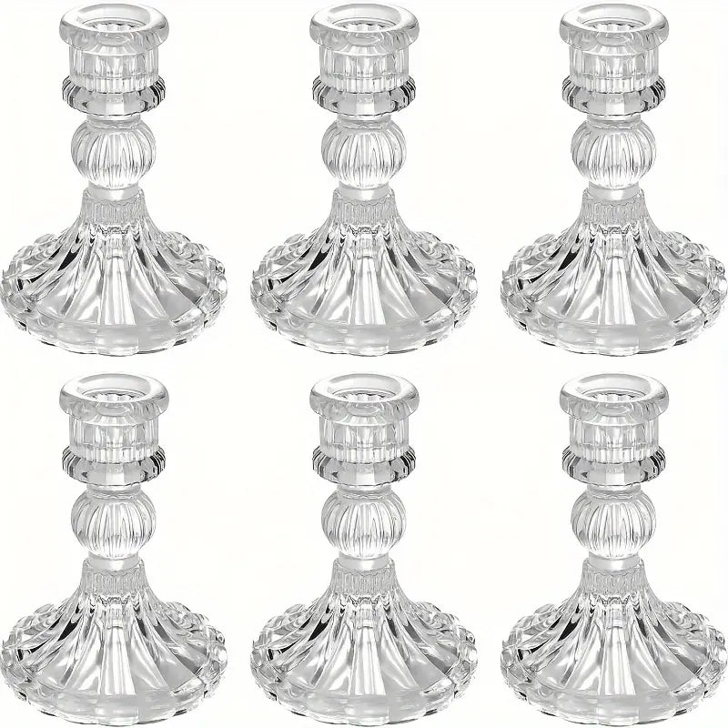 6pcs Tapered Glass Candle Holders