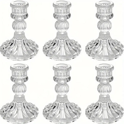 6pcs Tapered Glass Candle Holders