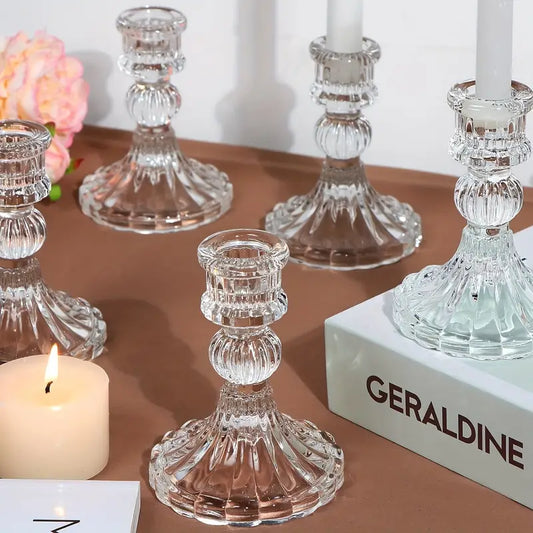 6pcs Tapered Glass Candle Holders