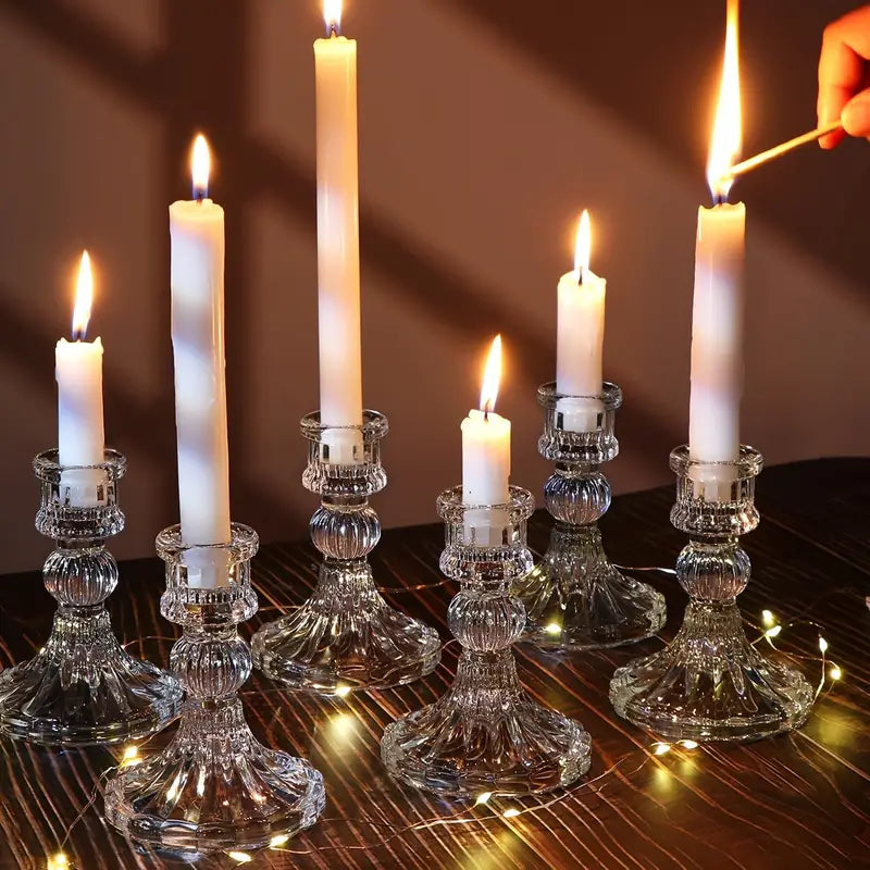 6pcs Tapered Glass Candle Holders