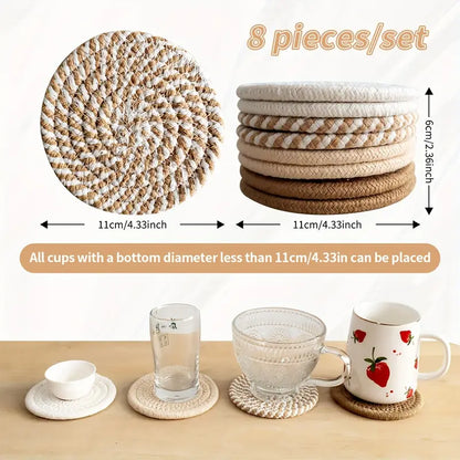 8-Piece Set Minimalist Cotton Fabric Drink Coasters