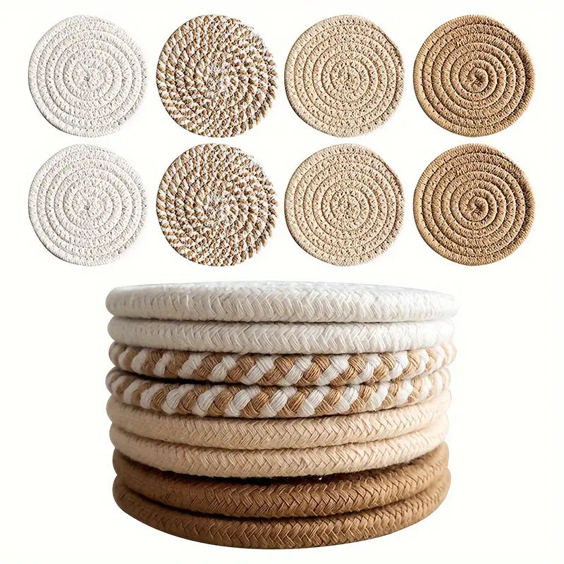 8-Piece Set Minimalist Cotton Fabric Drink Coasters