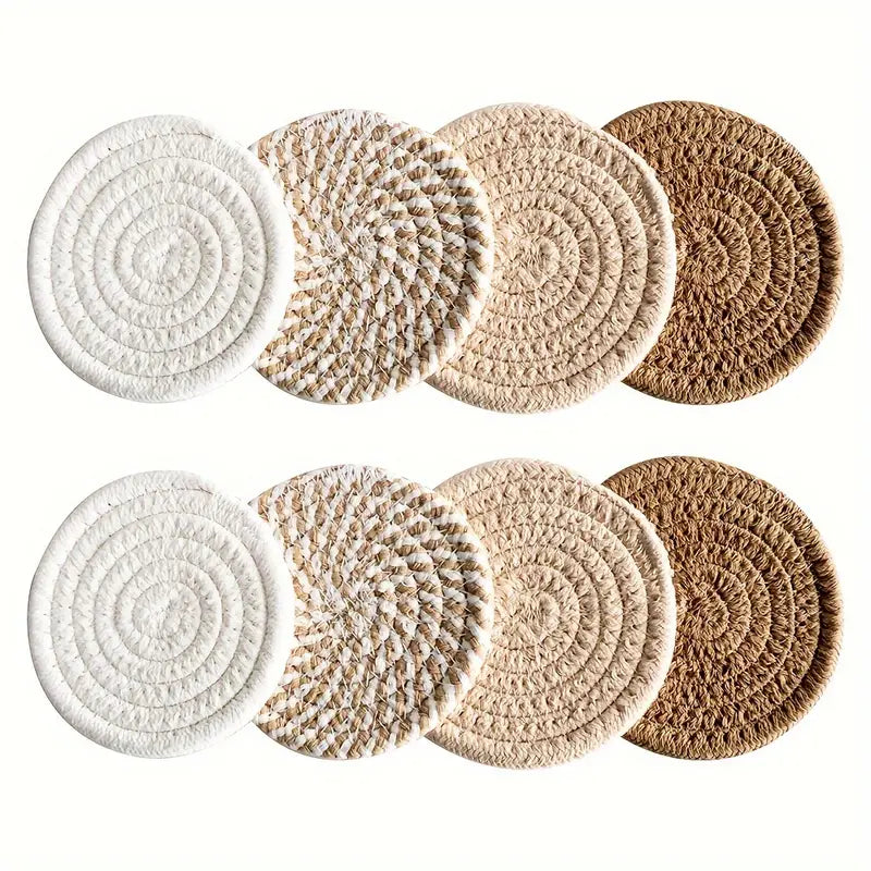 8-Piece Set Minimalist Cotton Fabric Drink Coasters