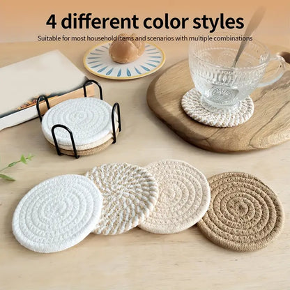 8-Piece Set Minimalist Cotton Fabric Drink Coasters