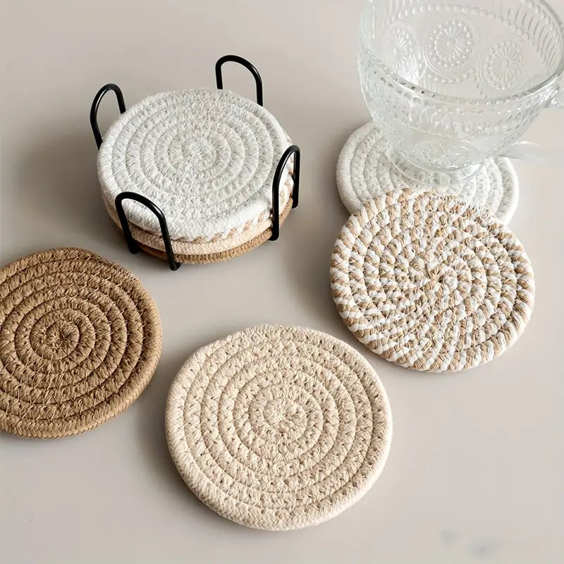 8-Piece Set Minimalist Cotton Fabric Drink Coasters