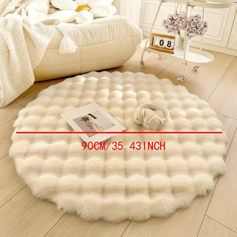 Bubble Fleece Fabric Round Premium Soft Fluffy Carpet 90*90cm