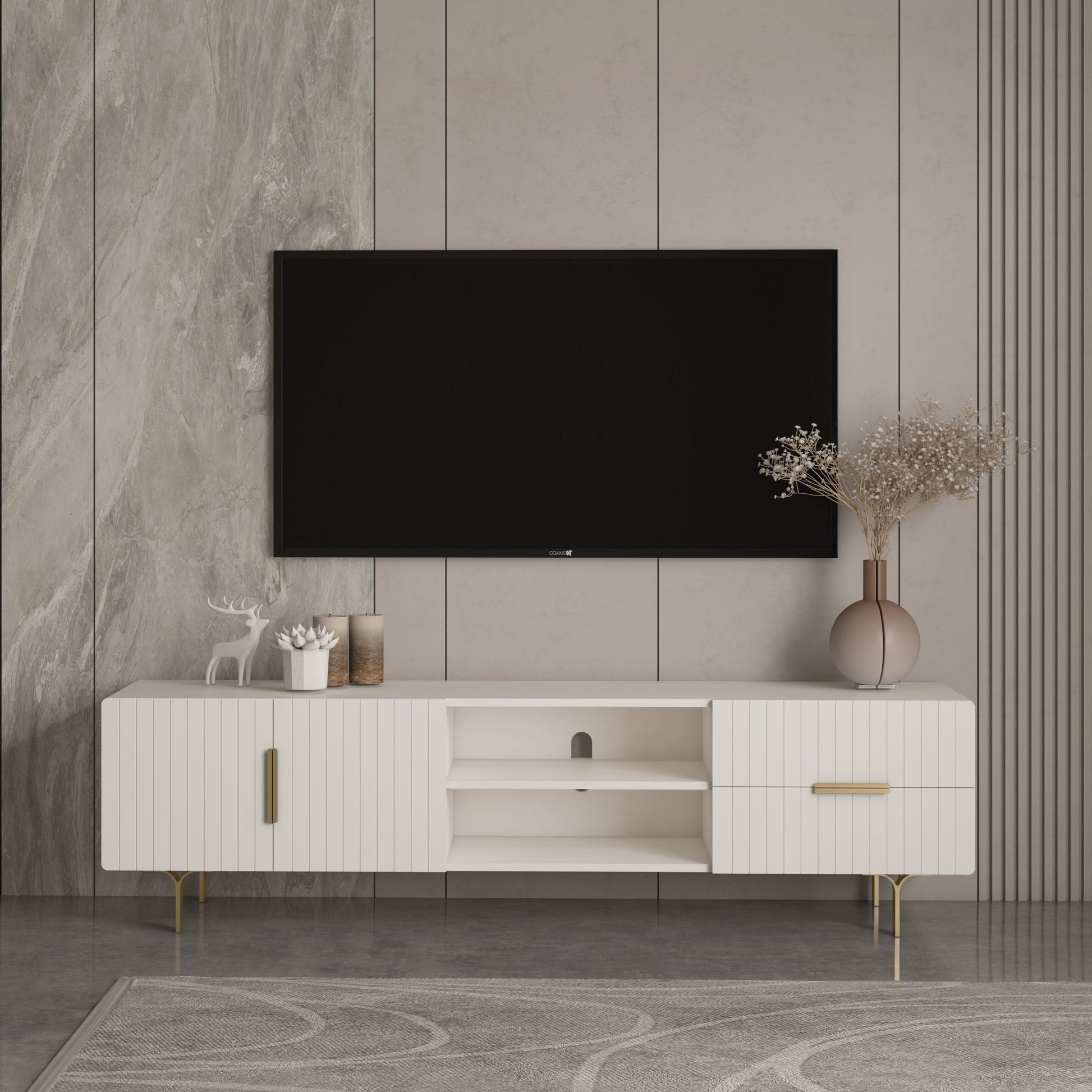 Carter Tv Unit White 200cm