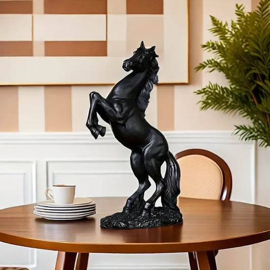 Elegant Resin Horse Statue Black