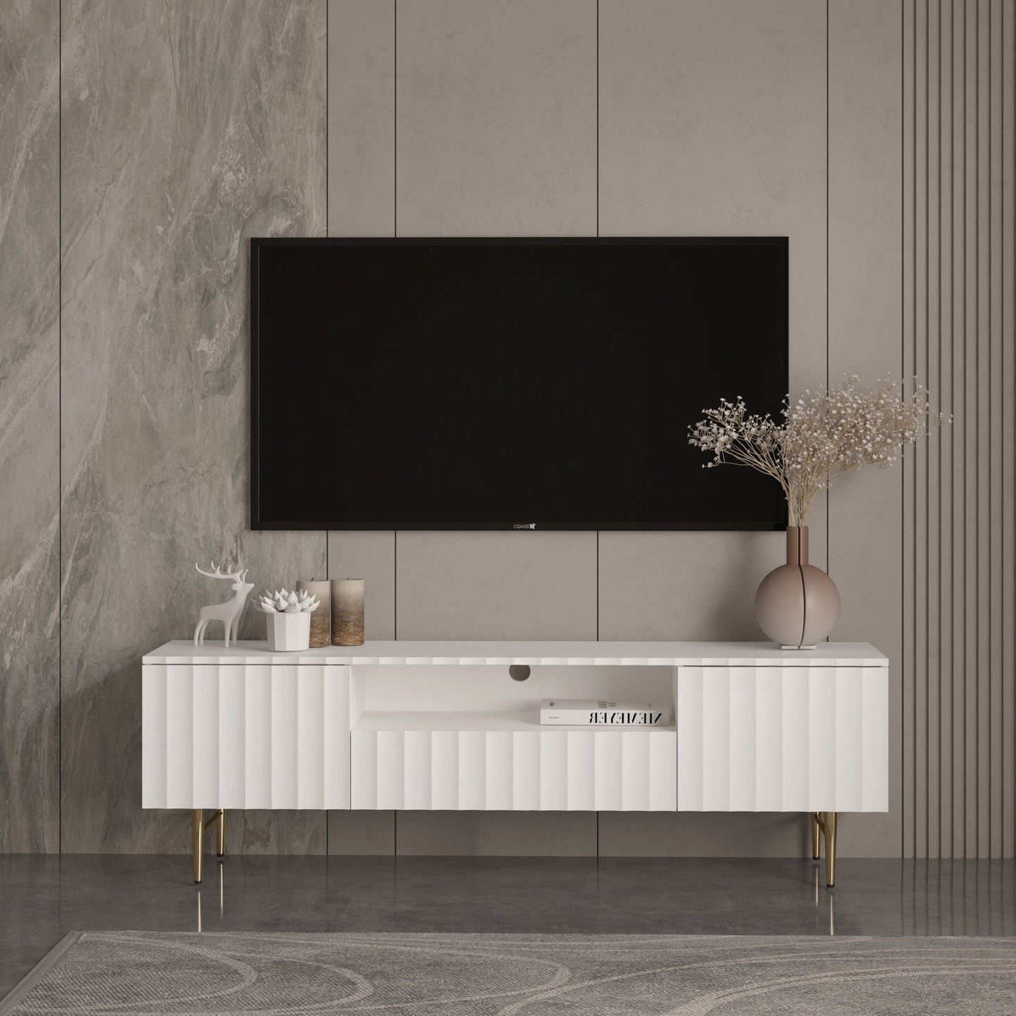 Flute Tv Unit White 200cm