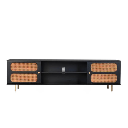 Luna Rattan Tv Unit Black 200cm