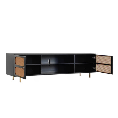 Luna Rattan Tv Unit Black 200cm