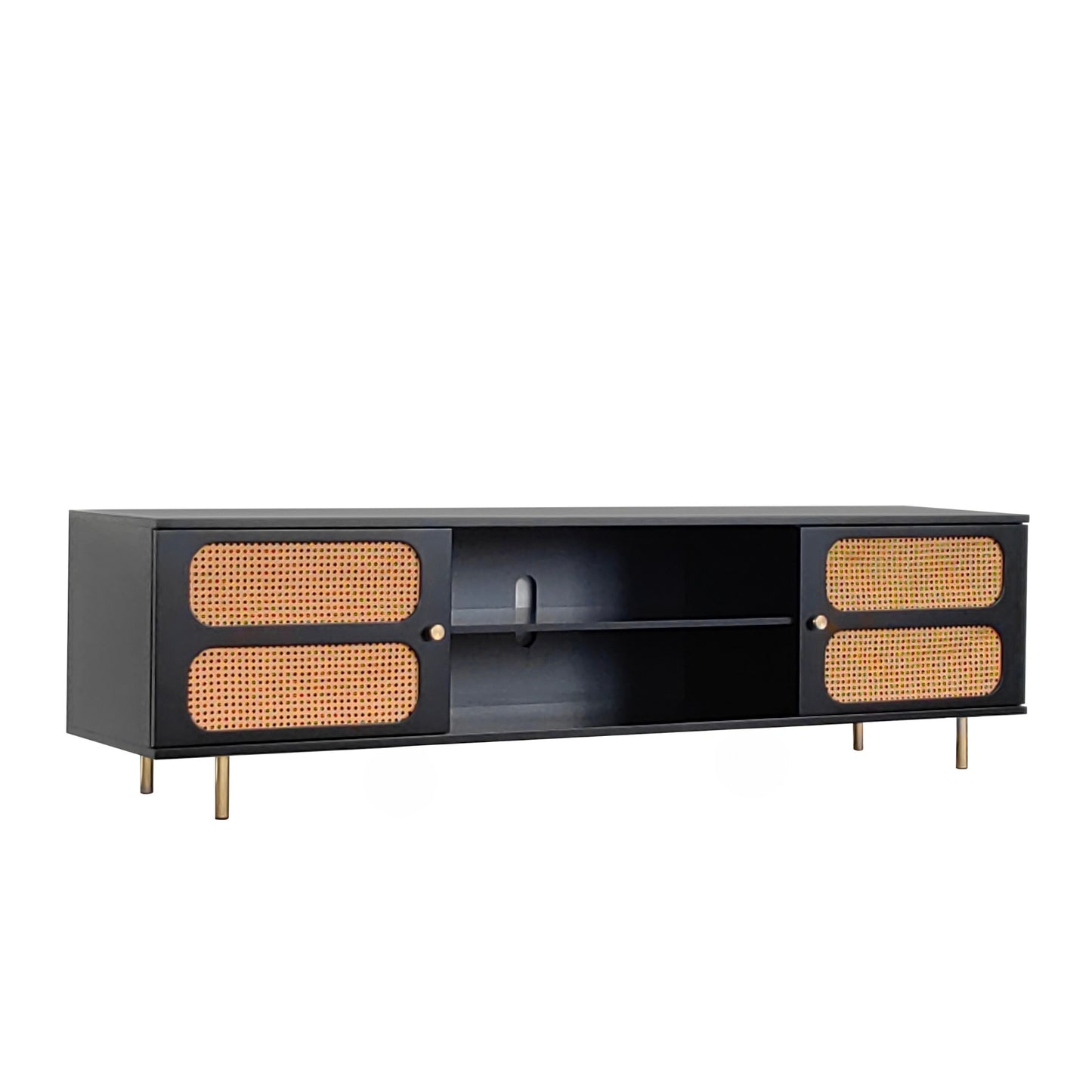 Luna Rattan Tv Unit Black 200cm