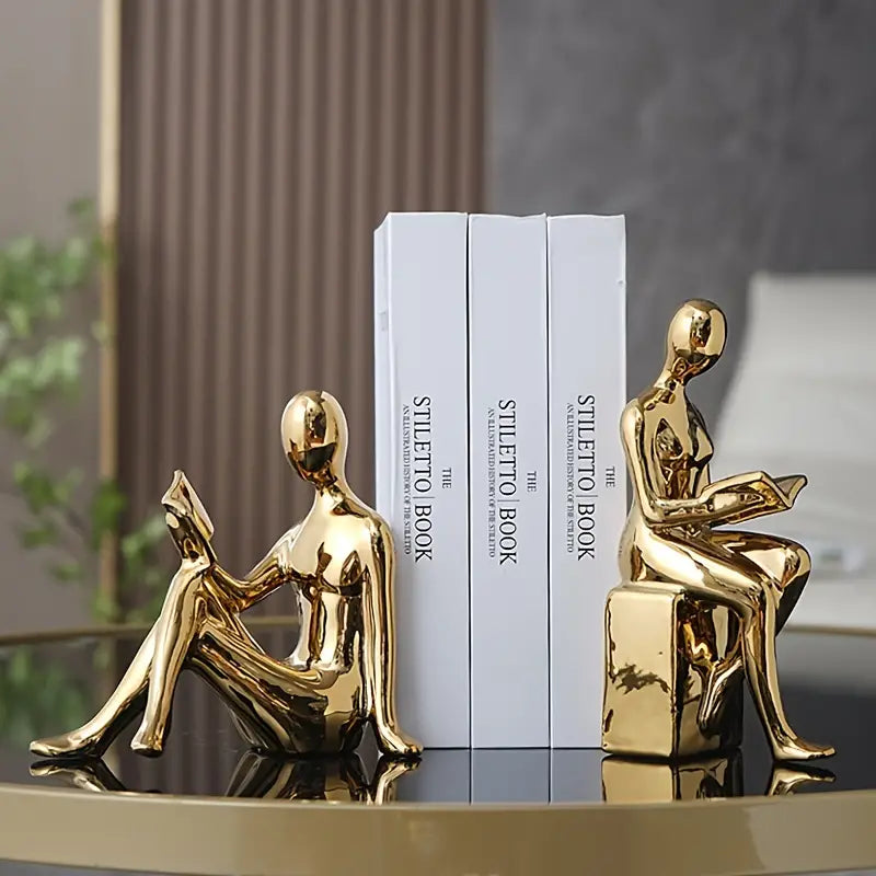 Modern Gold-Tone Bookends