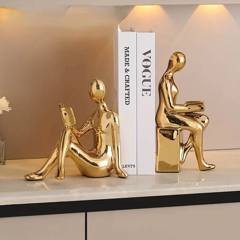 Modern Gold-Tone Bookends