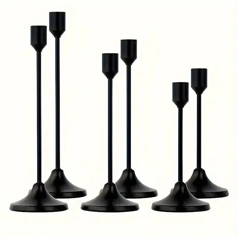 Set Of 6 Candle Holders, Black