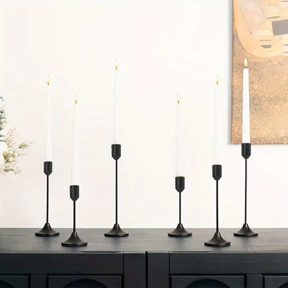 Set Of 6 Candle Holders, Black