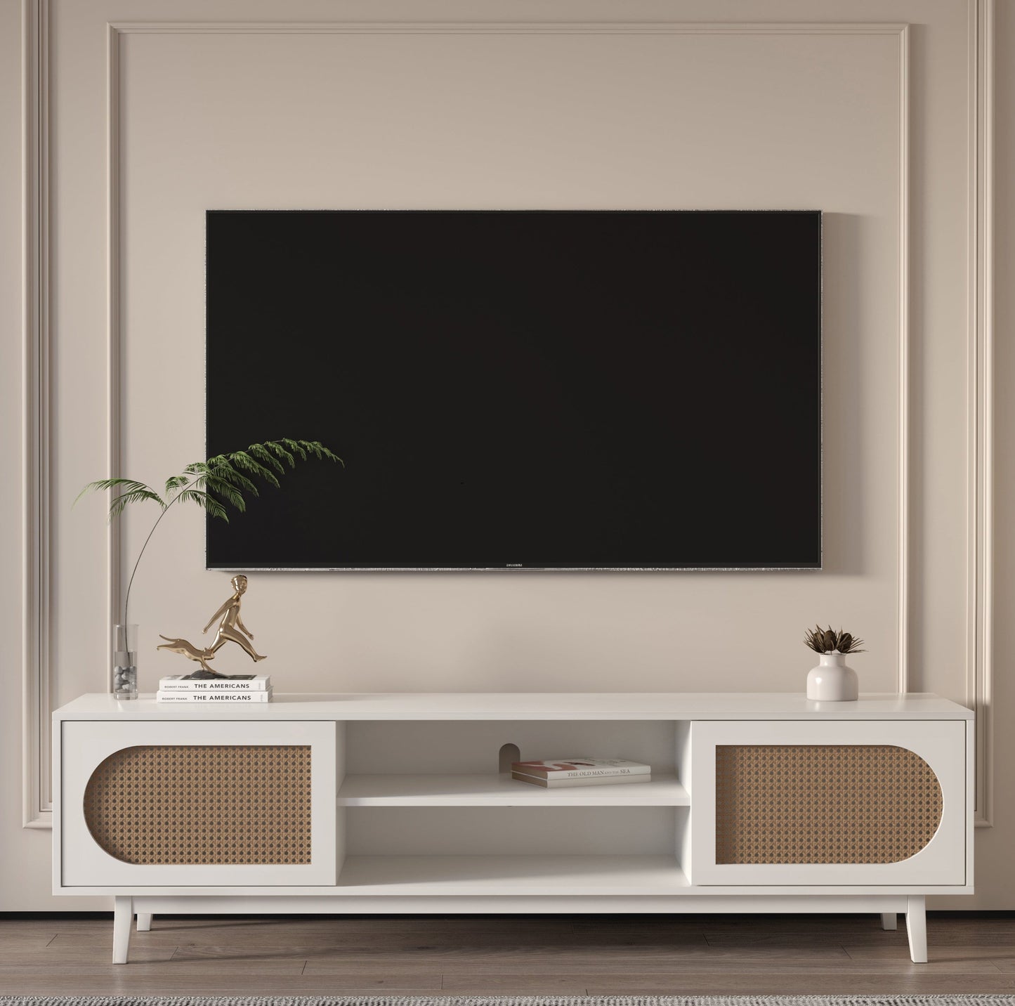 Sura Rattan Tv Unit White 200cm