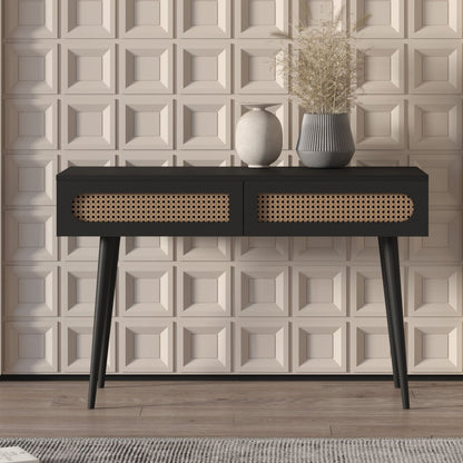 Sura Rattan Console Table Black