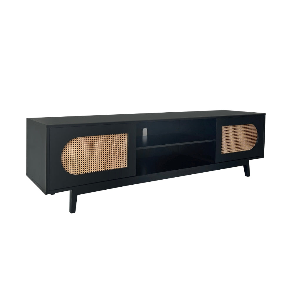 Sura Rattan Tv Unit Black 200cm