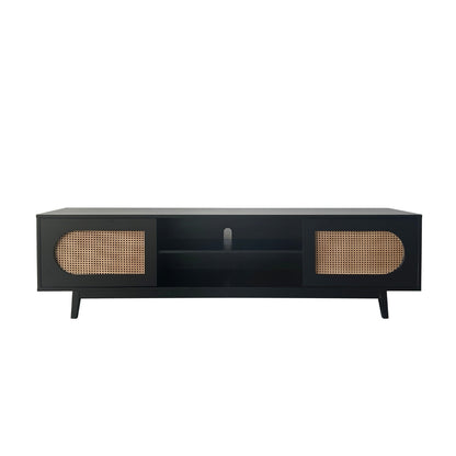 Sura Rattan Tv Unit Black 200cm