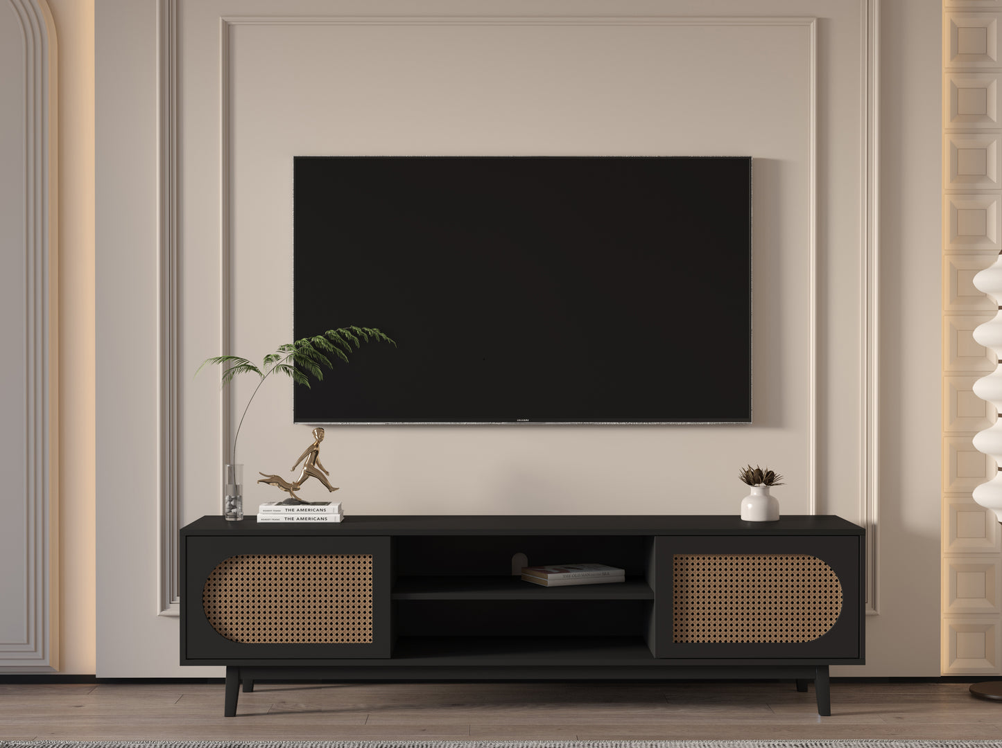 Sura Rattan Tv Unit Black 200cm