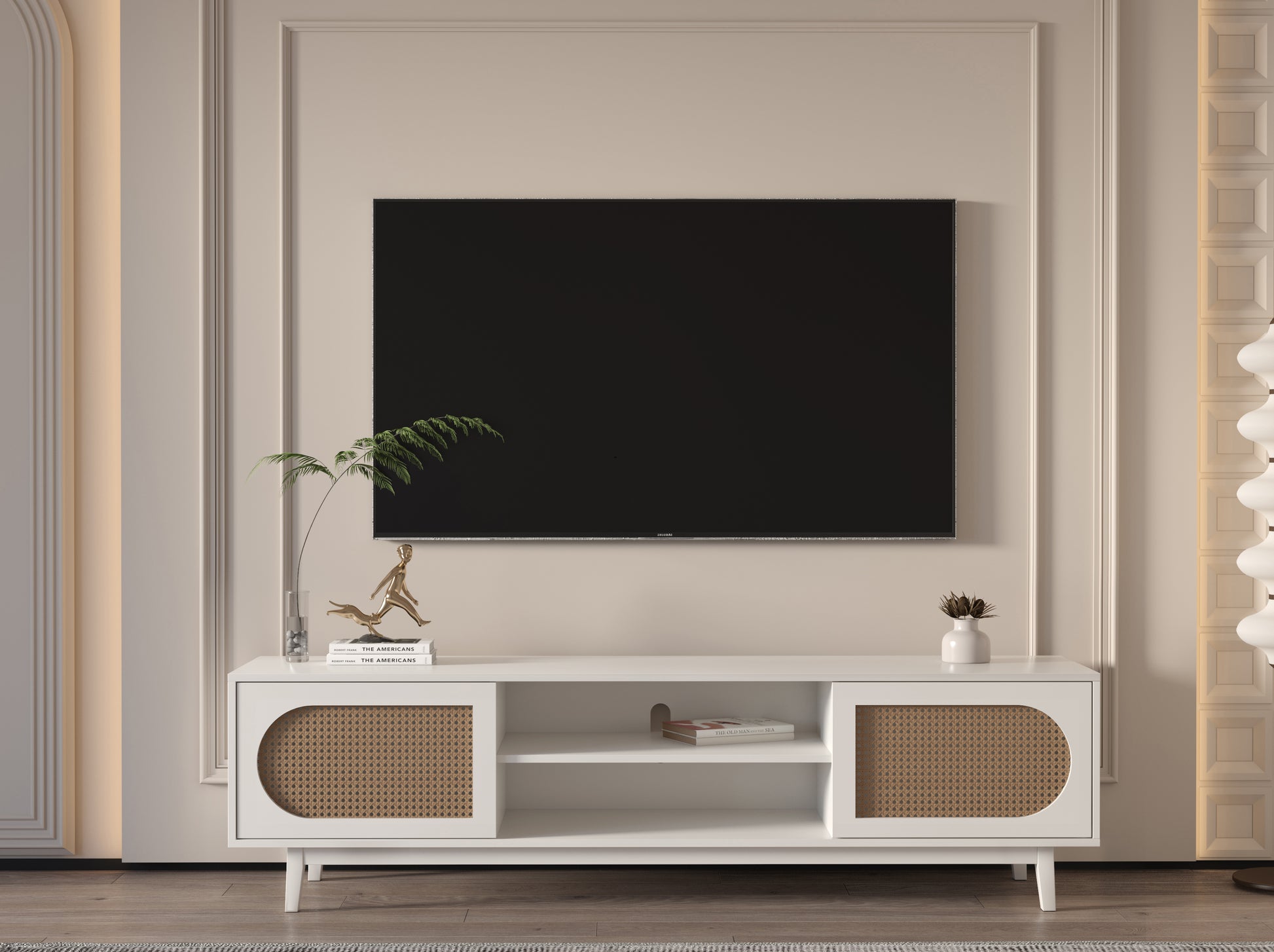 Sura Rattan Tv Unit Cream 200cm